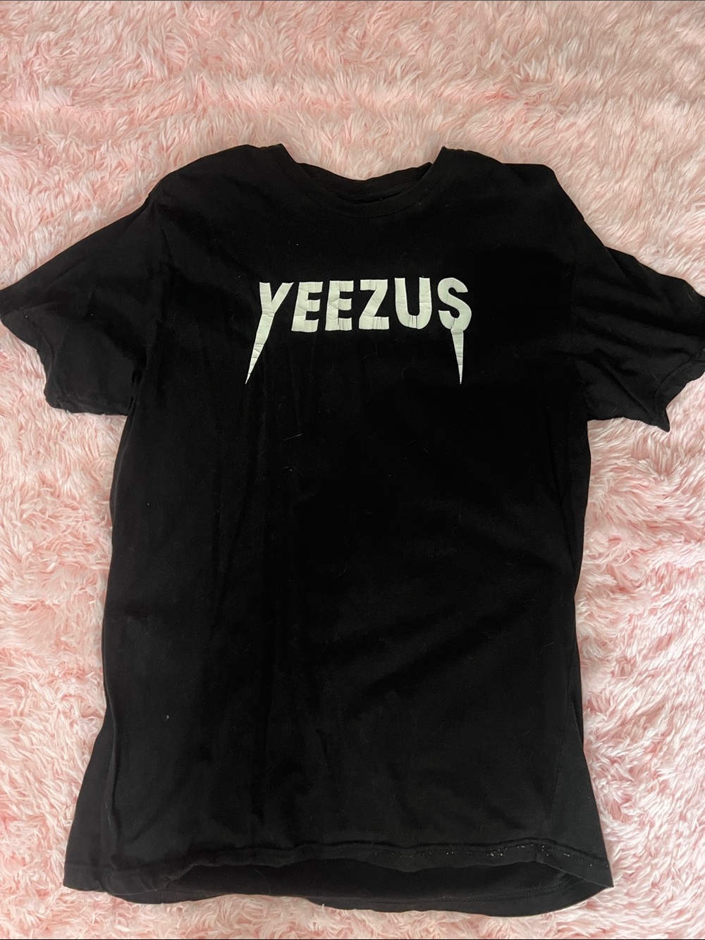 Used Yeezy Black Tee with White 'Yeezus' Graphic from Kayne west tour